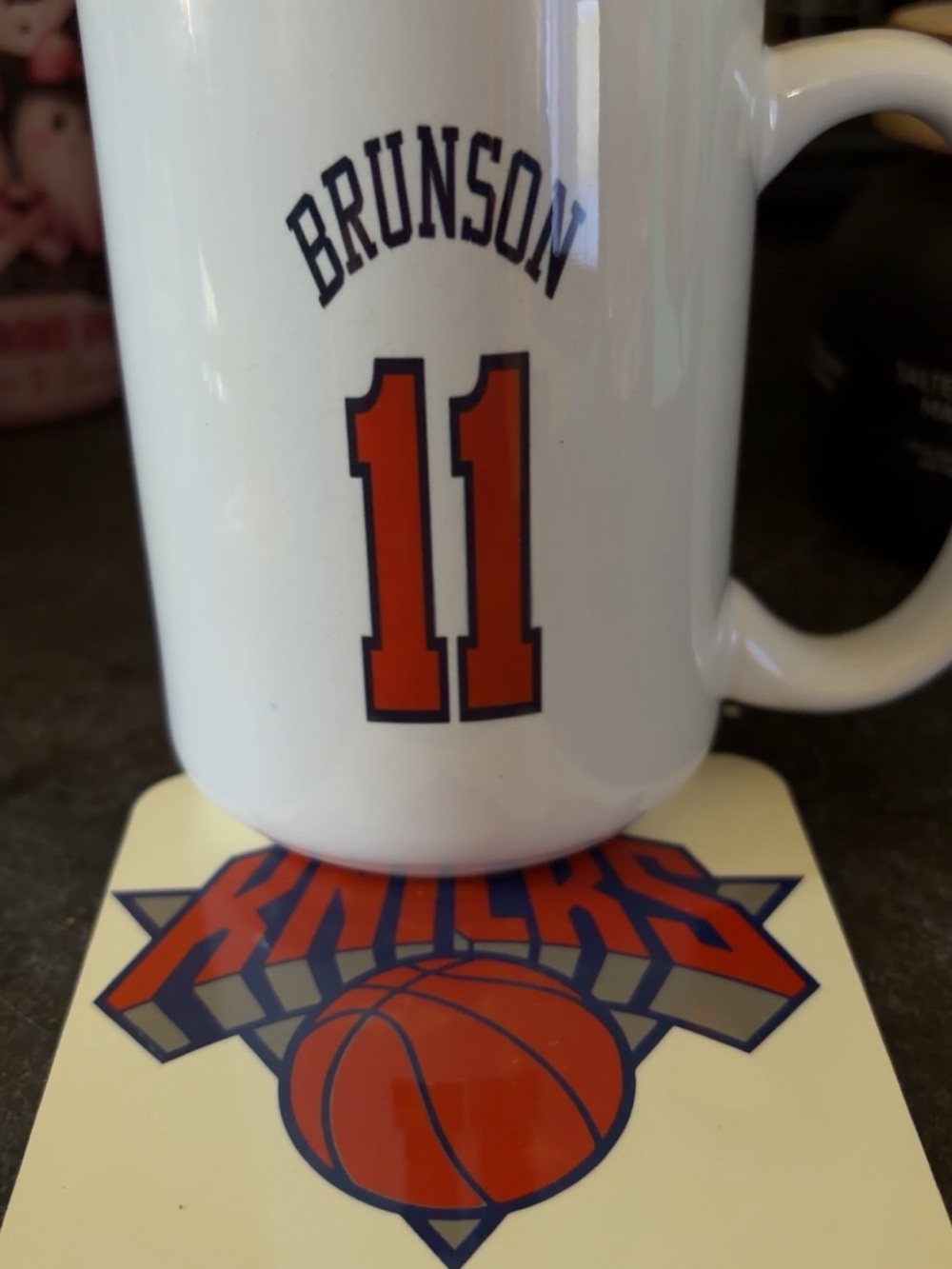 NY Knicks Brunson #11 White Basketball Mug and coaster set, NEW!